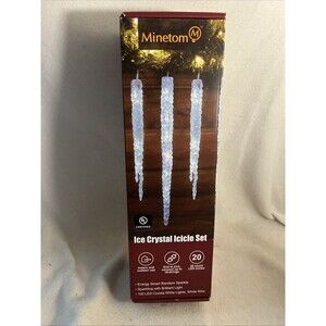 New Minetom Outdoor Icicle Lights with Clips 24.6ft, 100 LED 20 Twinkling Tubes